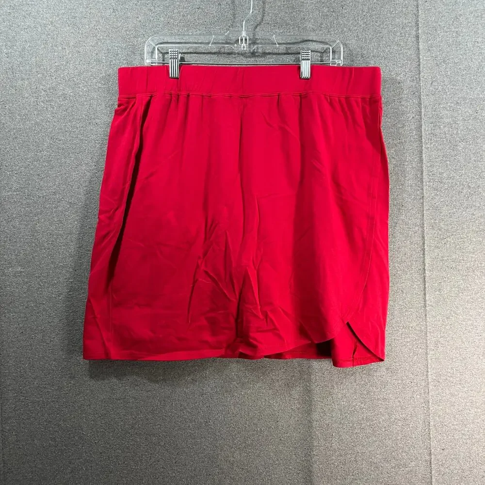 Belle by Kim Gravel TripleLuxe_Knit Tulip Hem Skort Americana Red, Size 1X